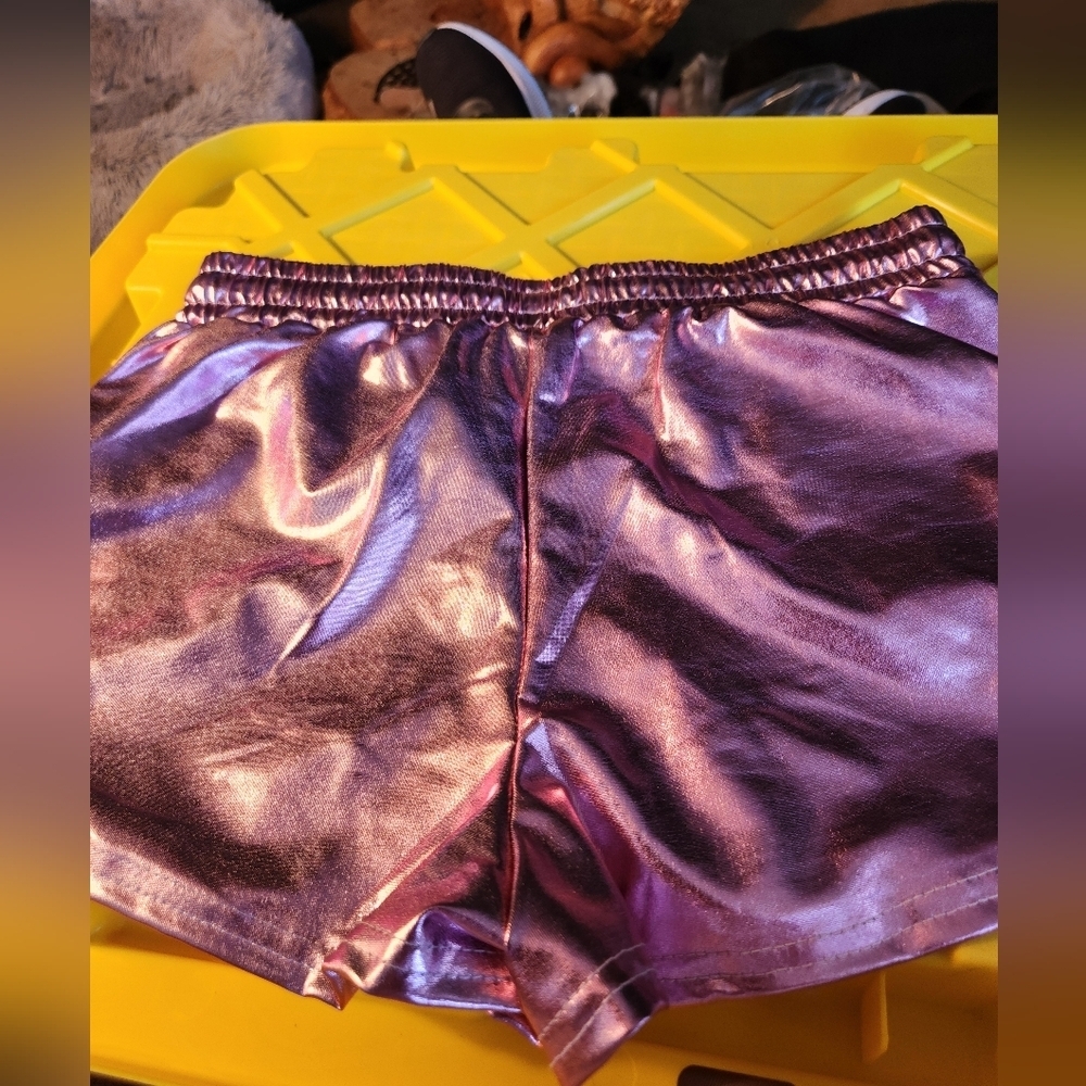 Metallic Pink Shorts with Drawstring - Picture 9 of 9